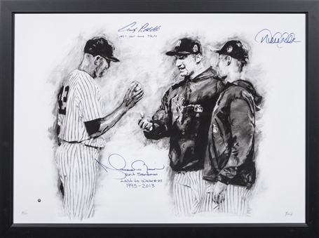 Derek Jeter, Mariano Rivera and Andy Pettitte Signed 26 x 36 "Exit Sandman" Limited Edition 26/100 Print (Steiner)